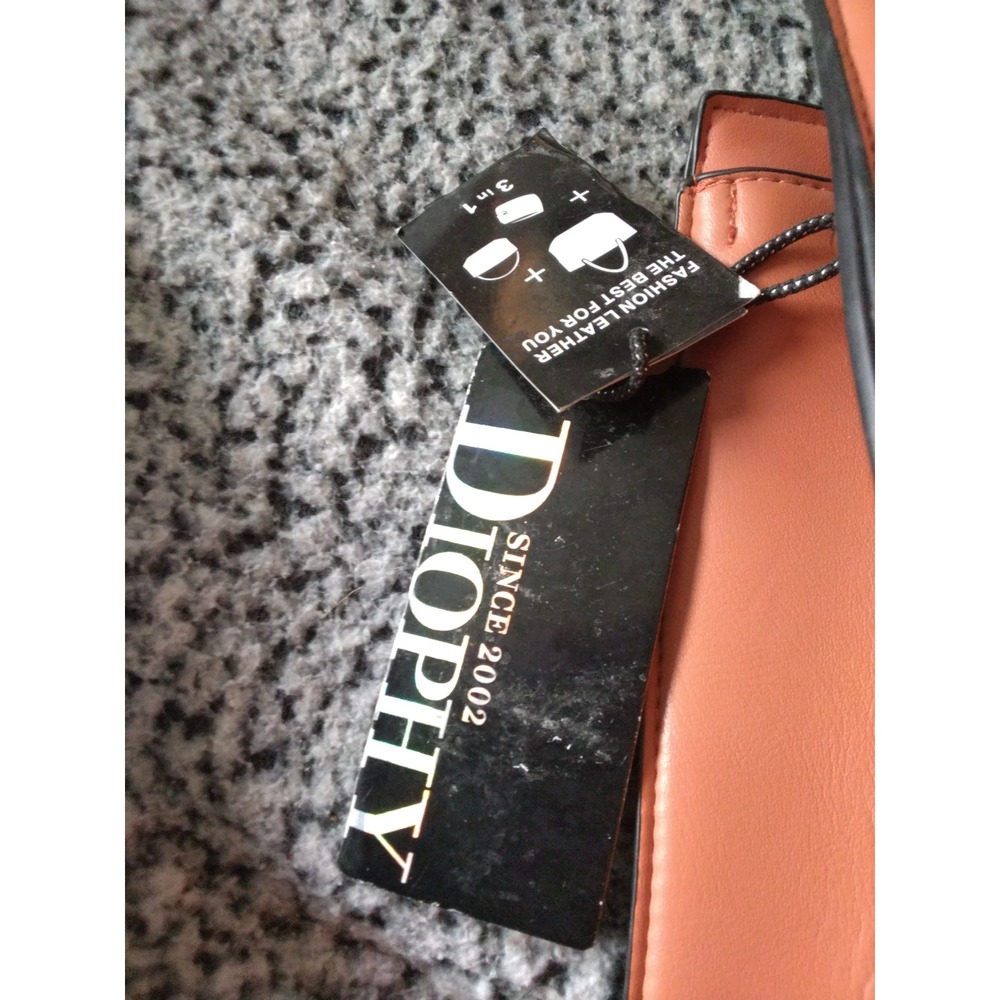 Diophy Women Orange Tan Faux Leather Tote Bag‎ Gold Chain Strap SH-8691S NEW - Picture 11 of 13